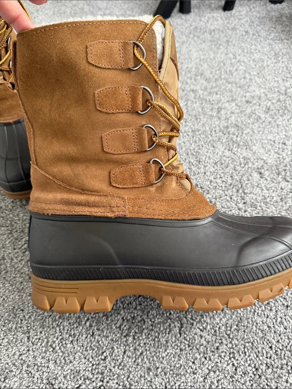 Lands' End Expedition brown and tan insulated lace-up winter boots